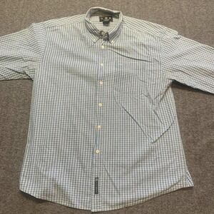 J. Riggings Button Down Shirt Mens Large Blue White Plaid Long Sleeve Casual